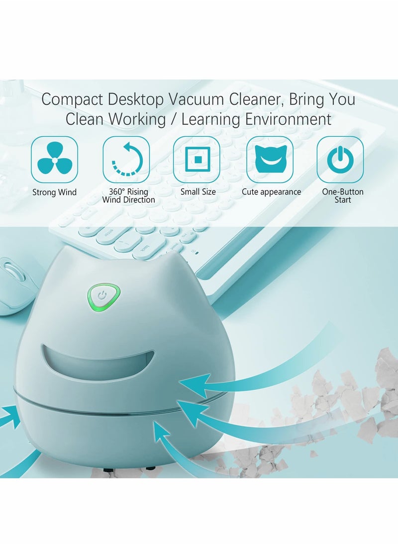 Excefore Desktop Vacuum Cleaner, Upgraded Mini Desk Vacuum with USB Charging and Cleaning Brush, High Efficiency Detachable Table Vacuum Cleaner Design for Cleaning Crumbs, Eraser Residue  - Image 4
