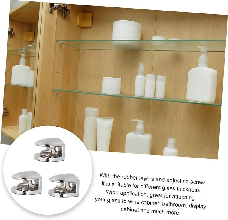 Jojofuny 16pcs Glass Shelf Clamps Holder Brackets 2X2cm Easy to Install - Image 3