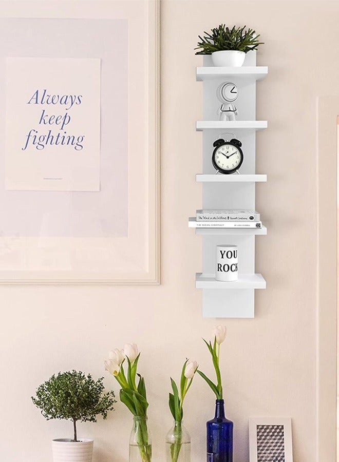 كوزينيست رف جداري بارتفاع 5 مستويات، رف عمودي عائم للتخزين المنزلي، منظم متعدد الوظائف موفر للمساحة، وحدة رفوف عالية للمنزل، غرفة النوم، غرفة المعيشة، المكتب، للكتب والنباتات والديكورات - Image 2