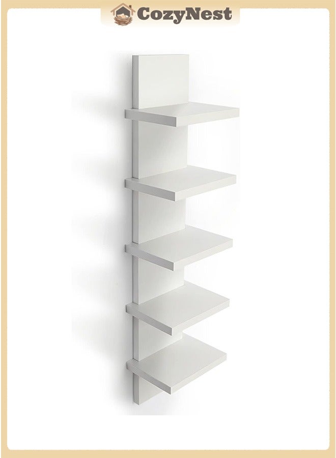 كوزينيست رف جداري بارتفاع 5 مستويات، رف عمودي عائم للتخزين المنزلي، منظم متعدد الوظائف موفر للمساحة، وحدة رفوف عالية للمنزل، غرفة النوم، غرفة المعيشة، المكتب، للكتب والنباتات والديكورات - Image 1