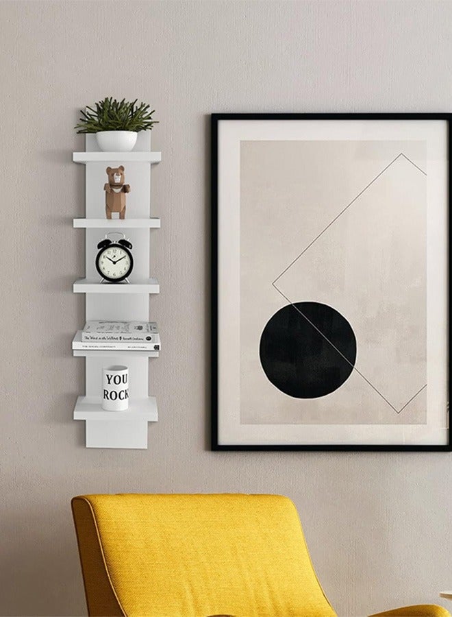 كوزينيست رف جداري بارتفاع 5 مستويات، رف عمودي عائم للتخزين المنزلي، منظم متعدد الوظائف موفر للمساحة، وحدة رفوف عالية للمنزل، غرفة النوم، غرفة المعيشة، المكتب، للكتب والنباتات والديكورات - Image 4