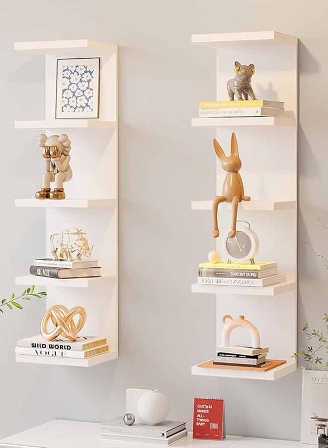 كوزينيست رف جداري بارتفاع 5 مستويات، رف عمودي عائم للتخزين المنزلي، منظم متعدد الوظائف موفر للمساحة، وحدة رفوف عالية للمنزل، غرفة النوم، غرفة المعيشة، المكتب، للكتب والنباتات والديكورات - Image 3