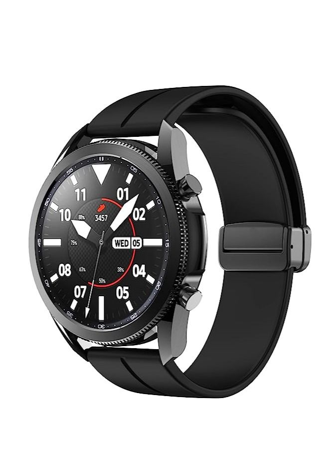 20mm Silicone Strap With Magnetic Folding Buckle For Galaxy Watch 4 44mm 40mm/4 Classic 46mm 42mm Black - Image 4