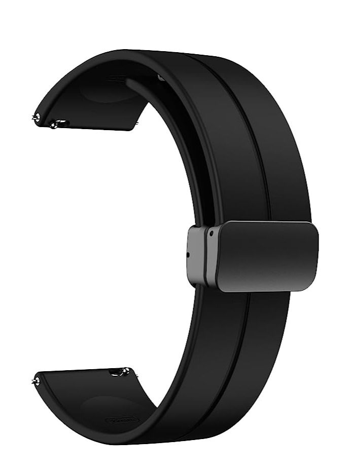 20mm Silicone Strap With Magnetic Folding Buckle For Galaxy Watch 4 44mm 40mm/4 Classic 46mm 42mm Black - Image 1
