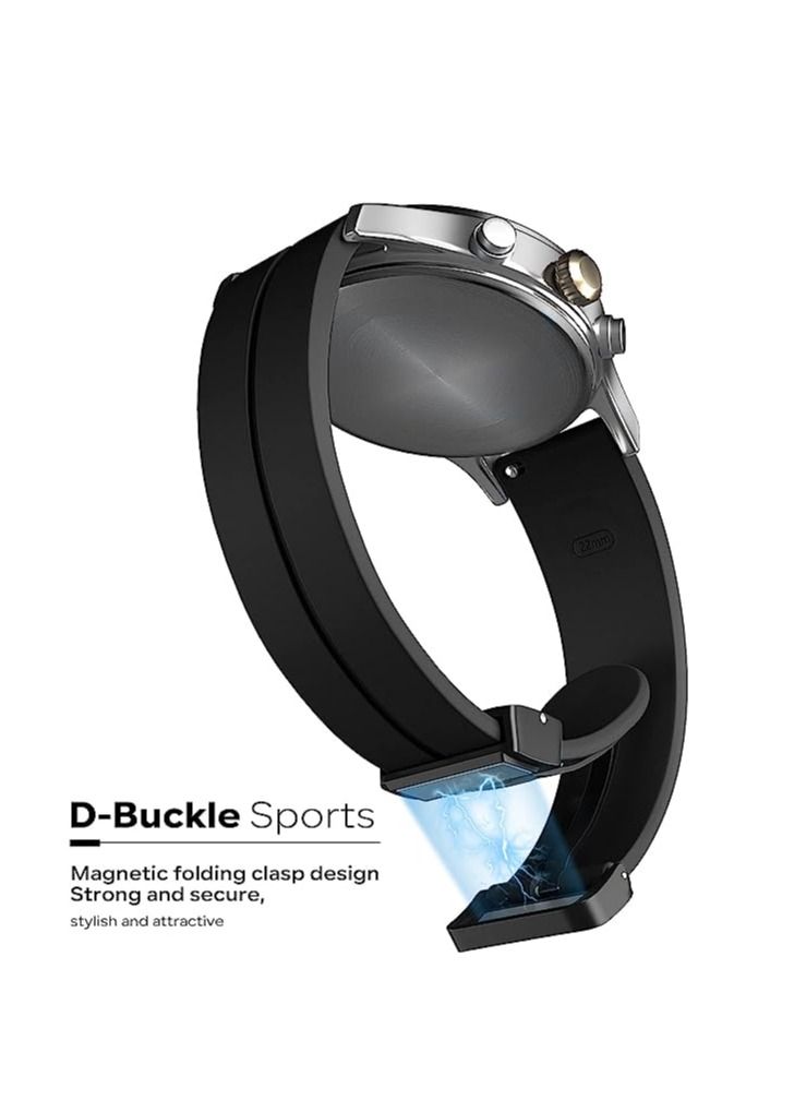 20mm Silicone Strap With Magnetic Folding Buckle For Galaxy Watch 4 44mm 40mm/4 Classic 46mm 42mm Black - Image 2