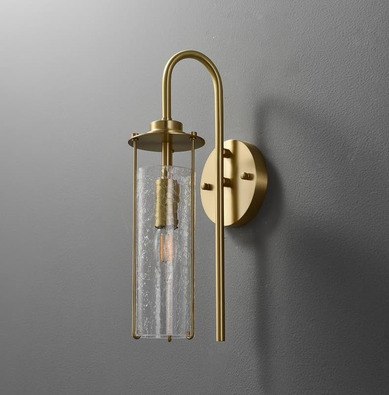 CITRA Gold Crackle Amber Glass Wall Light Modern Copper Metal Living Room Lighting Wall Light - Warm White - Image 5