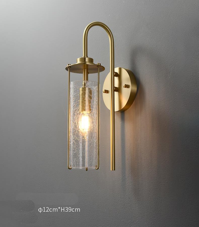 CITRA Gold Crackle Amber Glass Wall Light Modern Copper Metal Living Room Lighting Wall Light - Warm White - Image 4