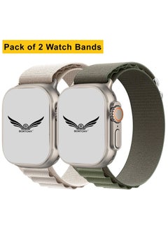BORTONY Pack of 2 Apple Watch Band Alpine Loop Band 49mm 45mm 44mm for Men Women Nylon Woven Sport Strap Compatible with iWatch Series 8 Ultra 7 SE 6 5 4 3 2 1  - Image 1