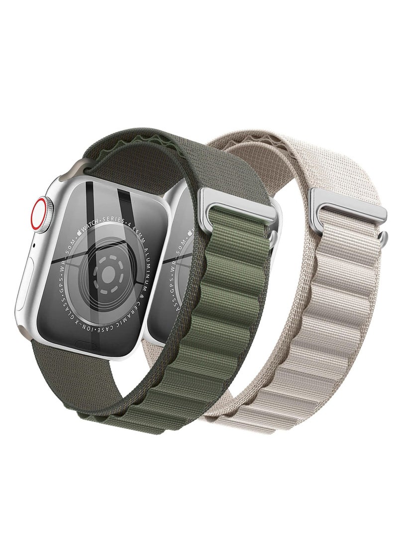 BORTONY Pack of 2 Apple Watch Band Alpine Loop Band 49mm 45mm 44mm for Men Women Nylon Woven Sport Strap Compatible with iWatch Series 8 Ultra 7 SE 6 5 4 3 2 1  - Image 2