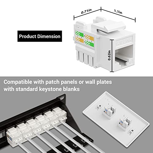 iwillink 10Gbps Cat6 Keystone Jack, RJ45 Keystone Jack 25-Pack and Keystone Punch-Down Stand, UTP Modular Ethernet Jack Insert 90-Degree, Punch Down Keystone Jack Adapter, White - Image 4