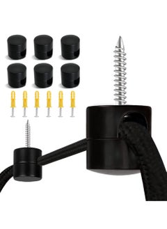Excefore Swag Hook for Chandelier Ceiling Lights Cable, 6 Pack Metal Swag Hooks for Ceiling Hanging Lights, Pendant Light Hook for Ceiling Lamp, Black Ceiling Hooks  - Image 1