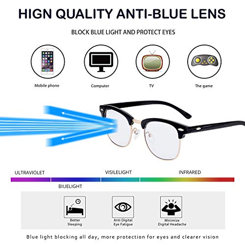 Kursan Blue Light Blocking Glasses for Women Men Semi-Rimless Frame Fake Nerd Eyeglasses (Brown Gold) - Image 3