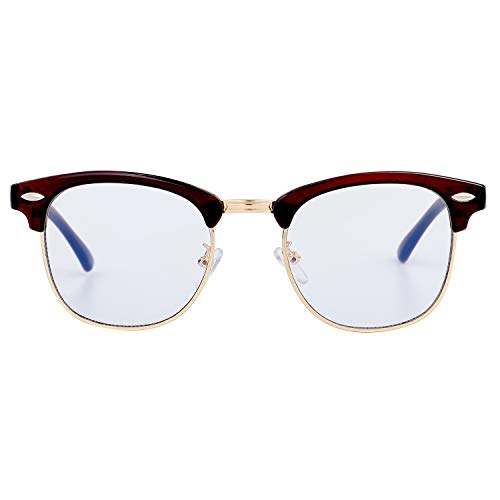 Kursan Blue Light Blocking Glasses for Women Men Semi-Rimless Frame Fake Nerd Eyeglasses (Brown Gold) - Image 5