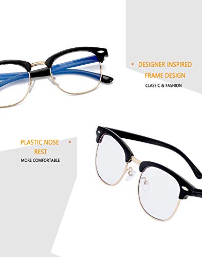 Kursan Blue Light Blocking Glasses for Women Men Semi-Rimless Frame Fake Nerd Eyeglasses (Brown Gold) - Image 2