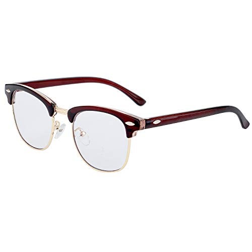 Kursan Blue Light Blocking Glasses for Women Men Semi-Rimless Frame Fake Nerd Eyeglasses (Brown Gold) - Image 4
