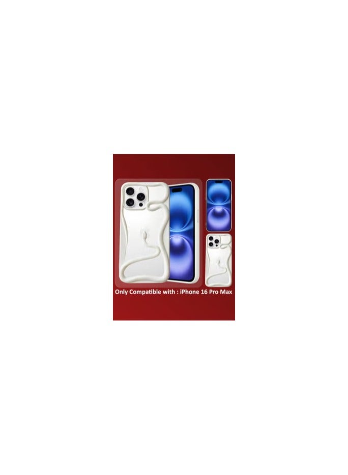 CATANES iPhone 16 Pro Max 2Packs Snake Case Cover Soft TPU and Glossy with 3D Shockproof Screen Protector - White - Image 2