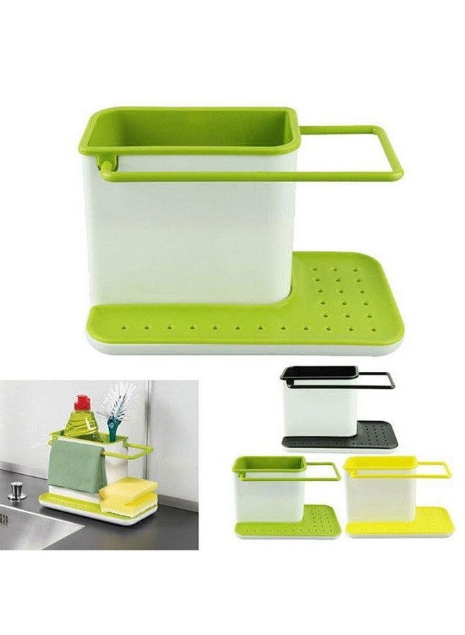 Inditradition 3 in 1 Kitchen Sink Organizer (for Dishwasher Liquid, Brush, Cloth, Soap, Sponge), Plastic - Image 1