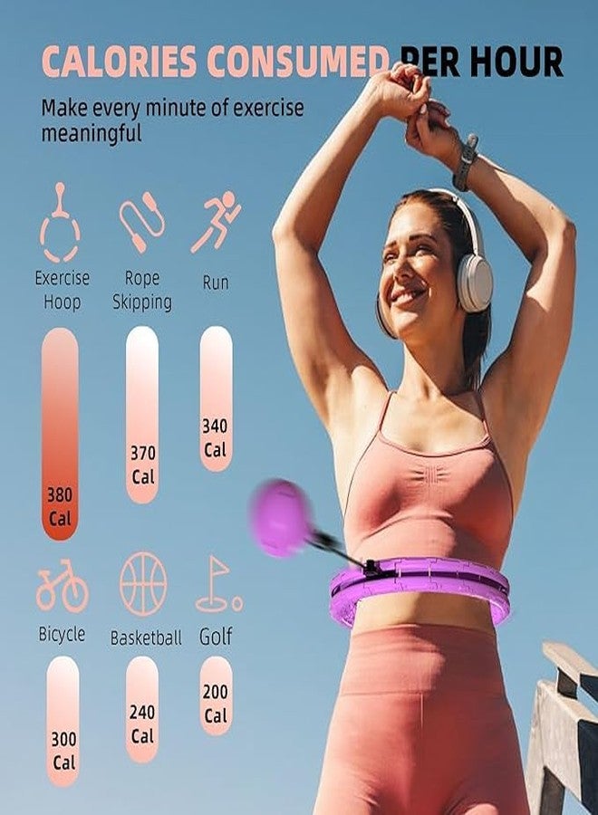 Tendula Smart Weighted Hula Hoop, 32 Detachable Knots, 167.6 cm Max Length, Pink, Exercise Fitness Hoop with Ball - Image 4