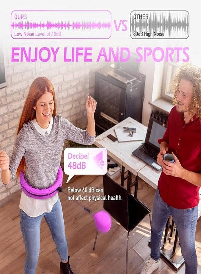 Tendula Smart Weighted Hula Hoop, 32 Detachable Knots, 167.6 cm Max Length, Pink, Exercise Fitness Hoop with Ball - Image 5