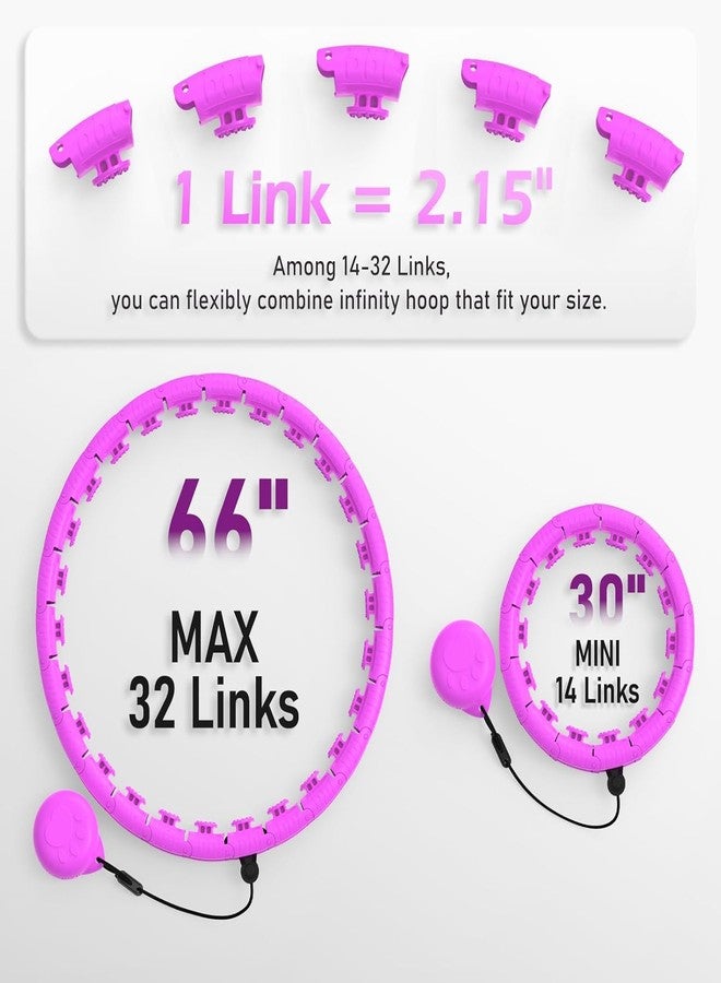 Tendula Smart Weighted Hula Hoop, 32 Detachable Knots, 167.6 cm Max Length, Pink, Exercise Fitness Hoop with Ball - Image 3