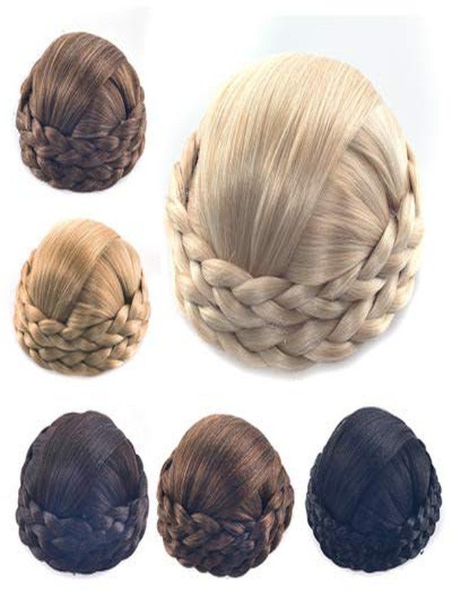 Funyn Small SizeSynthetic Hair Chignon Bun Donut Braided Hairpieces Scrunchie Clip in Hair Bun Extensions Straight Updo for Wedding Party Costume (#2/33 (Dark Brown/Dark Auburn Brown) - Image 3