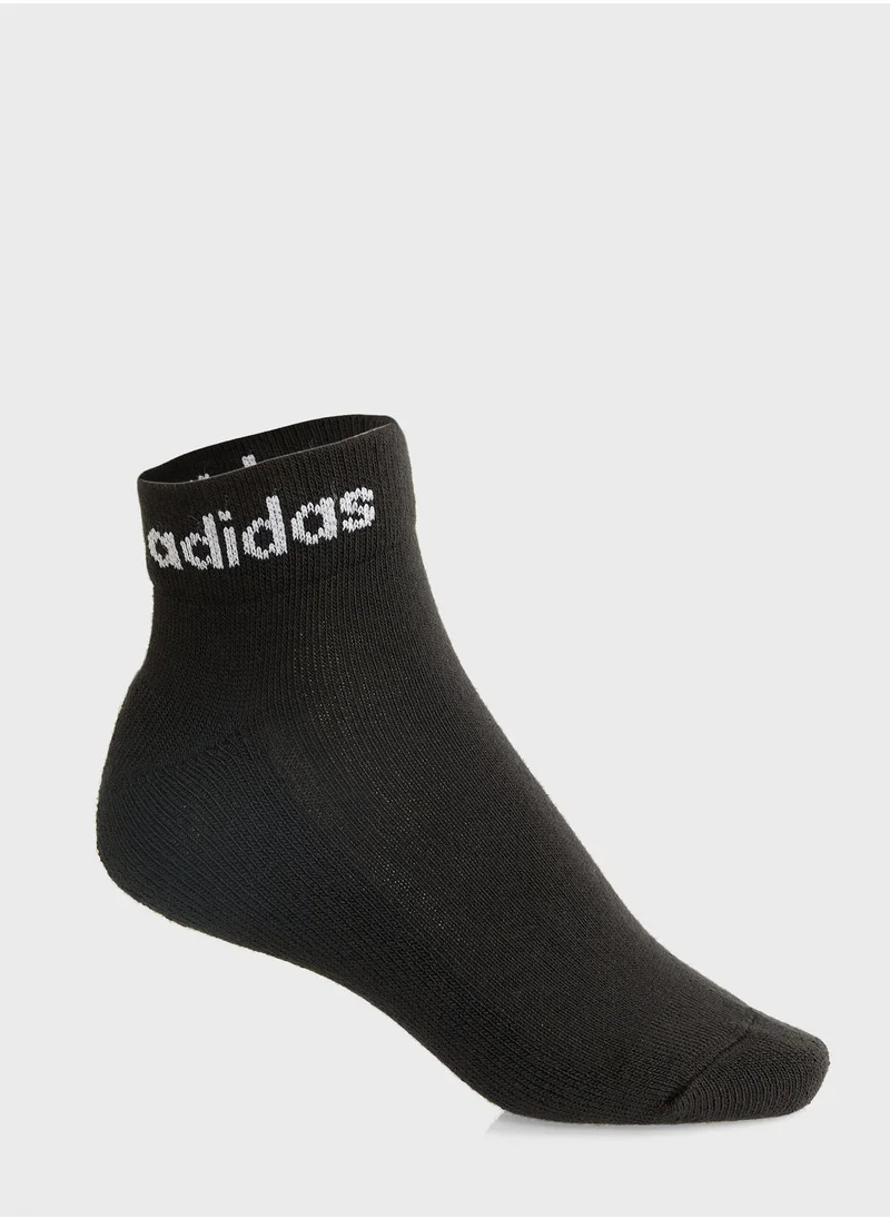 Adidas 3 Pack Linear Ankle Cushioned Socks