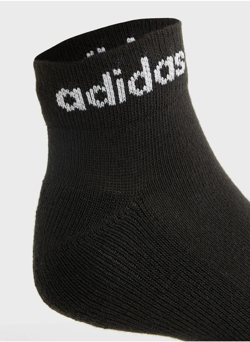 Adidas 3 Pack Linear Ankle Cushioned Socks