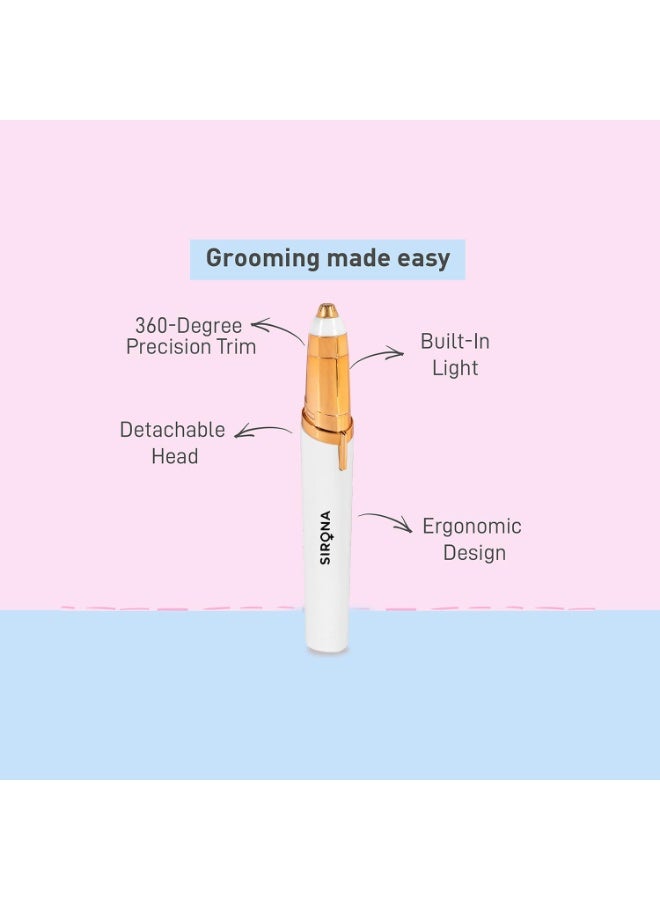 Sirona Eyebrow & Nose Trimmer for Women | Electric Trimmer for Eyebrow, Nose & Ear Hair Removal for Upper Lips, Nose Hair | Threading Machine - Set of 1 | Battery Not Included - Image 2