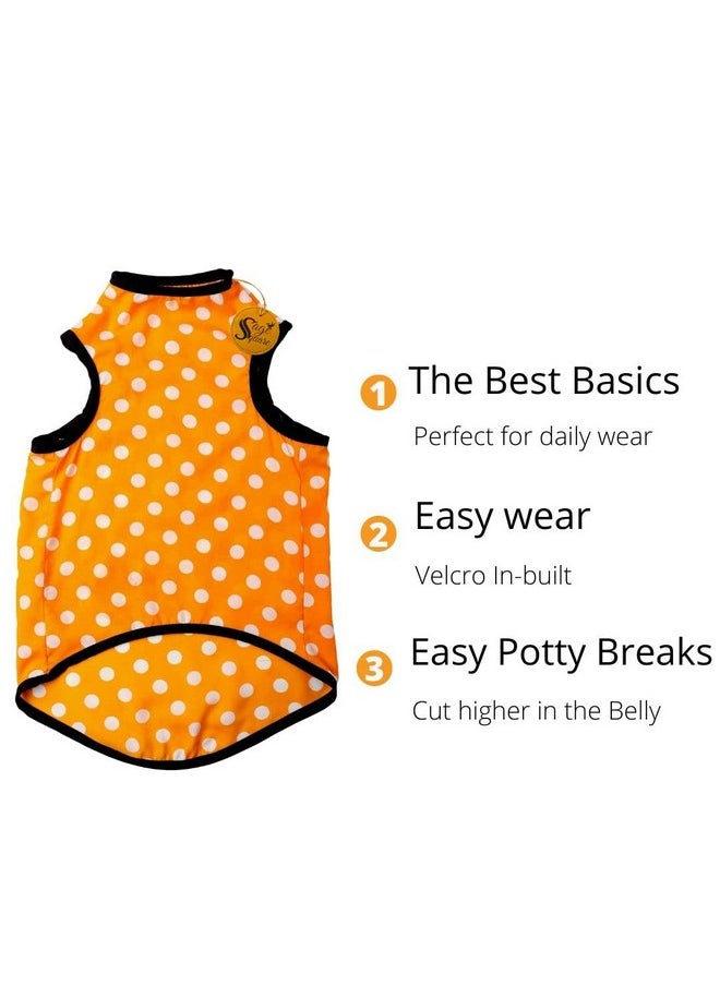 Sage Square Crazy Printed Dog T-Shirt, Trending Dog T-Shirt, Ultra Soft & Light Weight, Comfortable & Breathable Dog Apparel, Trendy Outfit (Xxxlarge - 30 Inch) (Polka Orange)  - Image 5