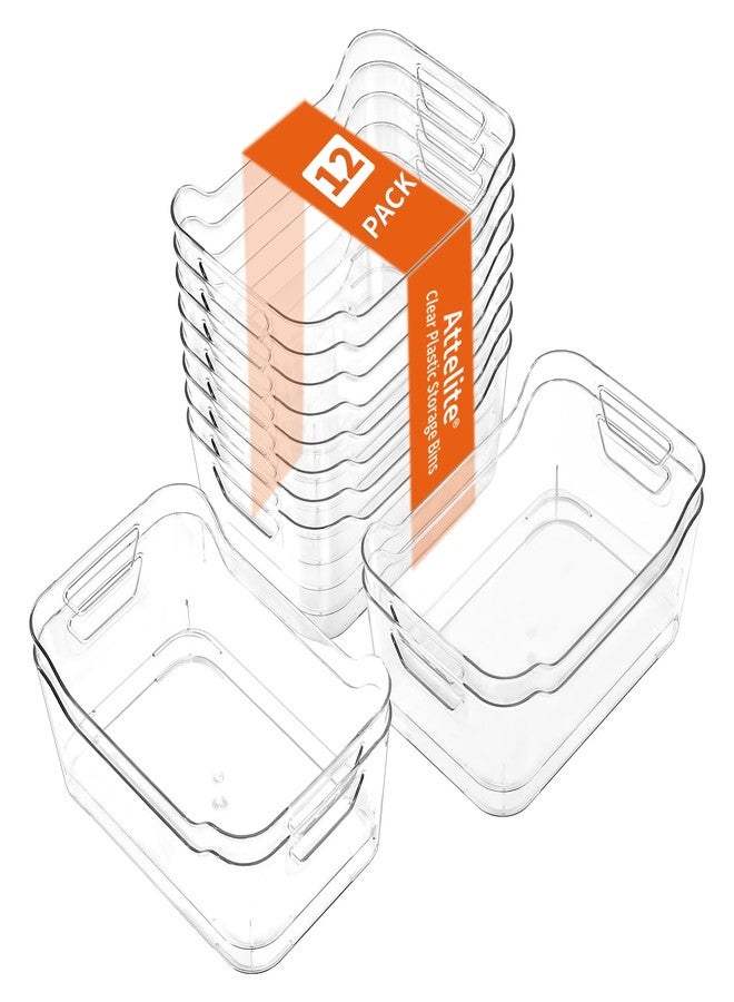 Attelite 12 Pack Clear Plastic Storage Bins, Multi-Use Pantry Organizers and Storage, Pantry Organizer Containers for Home, Kitchen, Freezer, Fridge, Cabinet, Bathroom and Under Sink Organizing - Image 1