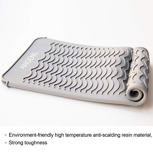 ANGENIL Professional Silicone Heat Resistant Mat Pouch for Hair Straightener, Curling Iron and Flat Iron, Portable Travel Mat and Cover for Hair Styling Tools, Grey - Image 3