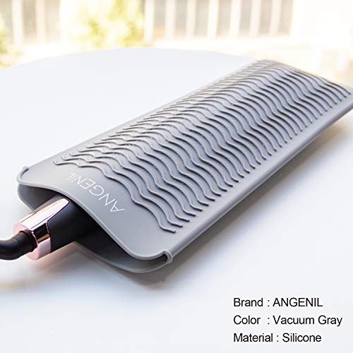 ANGENIL Professional Silicone Heat Resistant Mat Pouch for Hair Straightener, Curling Iron and Flat Iron, Portable Travel Mat and Cover for Hair Styling Tools, Grey - Image 4
