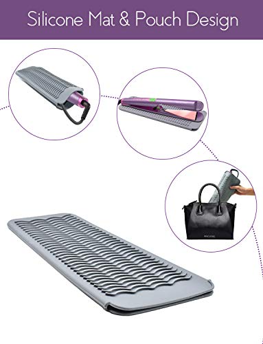 ANGENIL Professional Silicone Heat Resistant Mat Pouch for Hair Straightener, Curling Iron and Flat Iron, Portable Travel Mat and Cover for Hair Styling Tools, Grey - Image 5