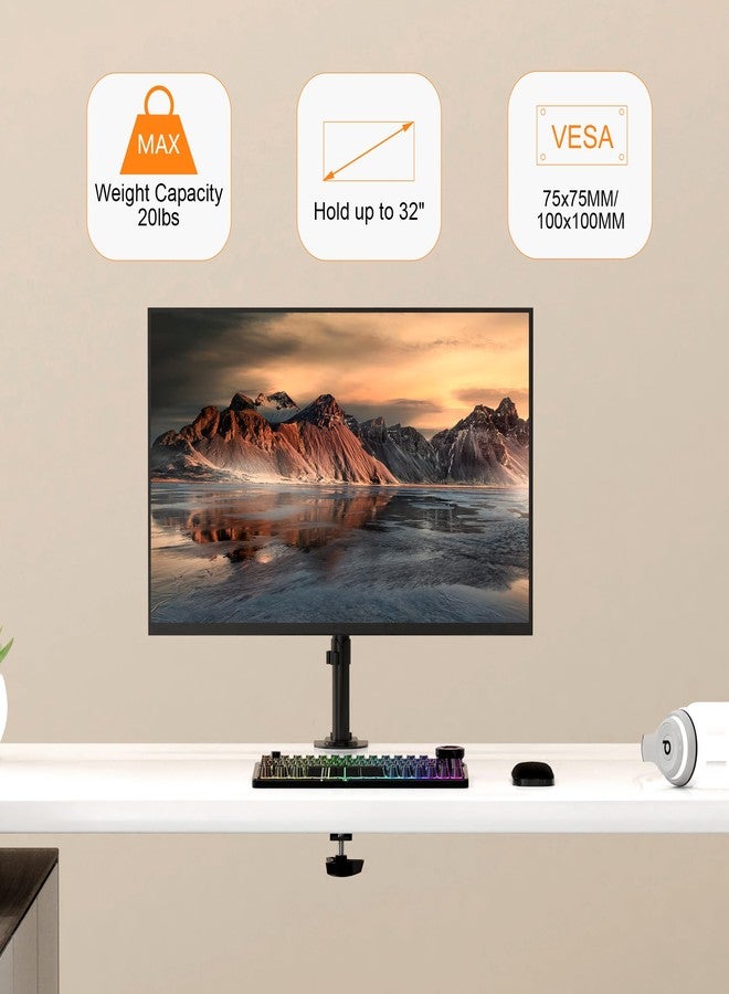 Pholiten Single Monitor Stand, Heavy Duty Adjustable Monitor Arm Desk Mount for 13-32Inch, Tilt, Swivel, Rotate, Support 22 lbs,Black - Image 2