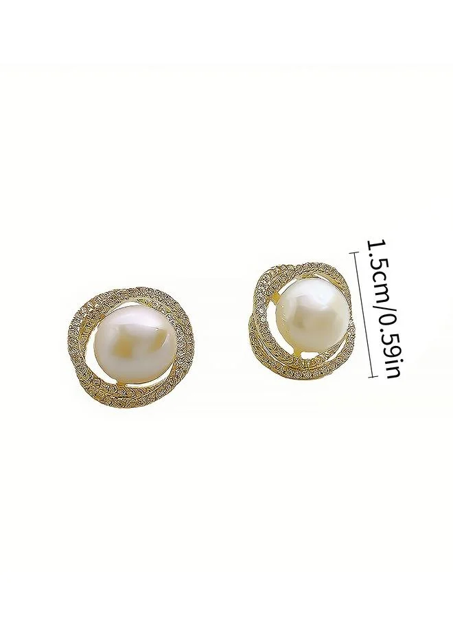 Take Two Take Two Embellished Circle with Faux Pearl Earrings