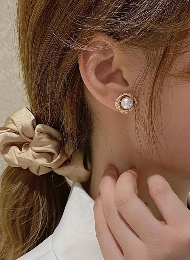 Take Two Take Two Embellished Circle with Faux Pearl Earrings