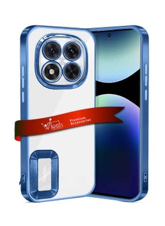 Wtech Xiaomi Redmi Note 14 Pro+ / Redmi Note 14 Pro Plus 5G 2024 PU Luxury Plating Raised Lips Camera Hole Case Cover - Navy Blue  - Image 1