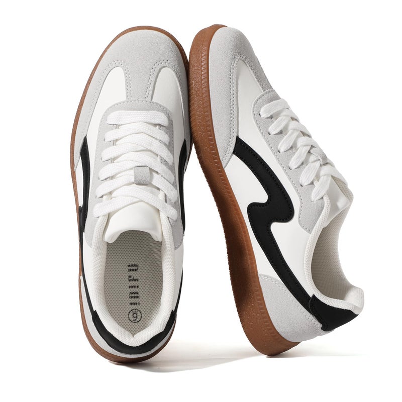 IDIFU White Sneakers for Women Comfortable Cute Casual Tennis Shoes Non Slip Memory Foam Lightweight Fashion Retro SneakersWhite 75 - Image 2