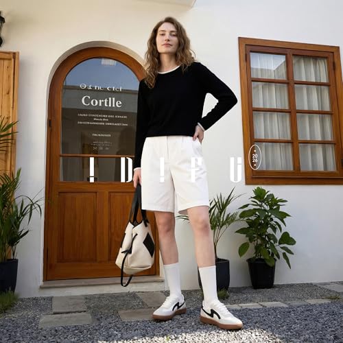 IDIFU White Sneakers for Women Comfortable Cute Casual Tennis Shoes Non Slip Memory Foam Lightweight Fashion Retro SneakersWhite 75 - Image 3