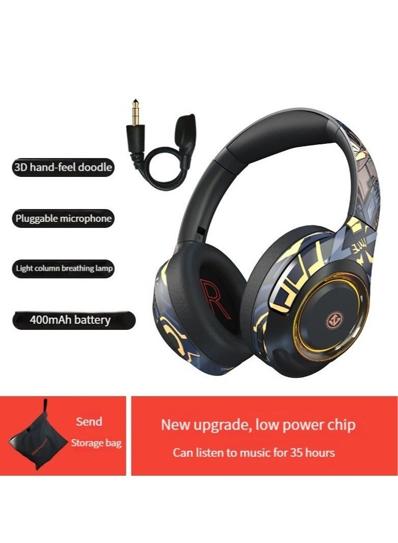 M MIAOYAN Professional Wireless Bluetooth Gaming Headphone Portable E-Sports Over-Ear Headset with Microphone Black - Image 2