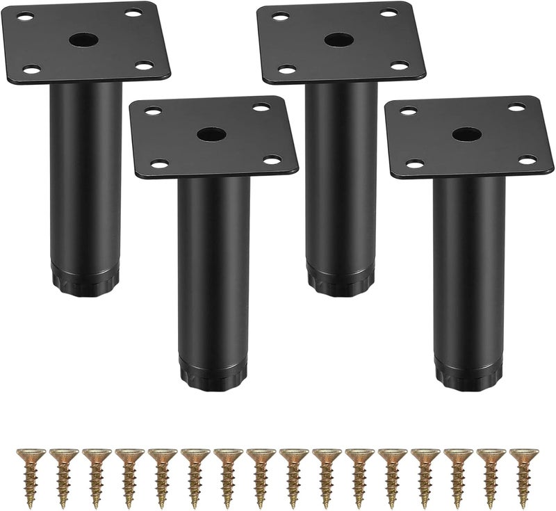 Fulushouxi Furniture Legs, 10 cm, Adjustable Furniture Support Feet, Metal Sofa Replacement Support Feet for Sofa, Table, Chair, Desk, Kitchen Cabinet, Cupboards, Legs, Feet (10 cm), 4 Pieces - Image 1