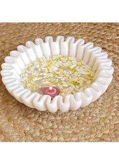 R&M RM 9 inch Marble Flower Bowl | Marble Dry Fruit Tray | Living Room Center Table Marble Bowl | Marble Fruit Bowl Decor  - Image 1