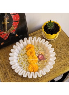 R&M RM 9 inch Marble Flower Bowl | Marble Dry Fruit Tray | Living Room Center Table Marble Bowl | Marble Fruit Bowl Decor  - Image 2