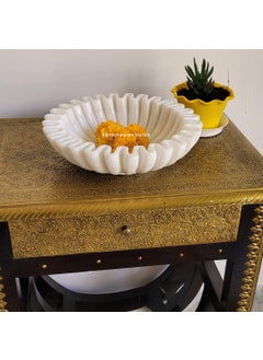 R&M RM 9 inch Marble Flower Bowl | Marble Dry Fruit Tray | Living Room Center Table Marble Bowl | Marble Fruit Bowl Decor  - Image 3