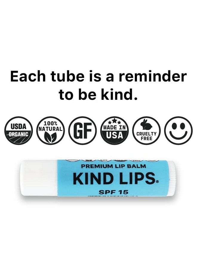Kind Lips Organic Mineral Based Sunscreen Spf 15 Lip Balm With Zinc Oxide Reef Friendly Nourishing Soothing Lip Moisturizer For Dry Cracked Chapped Lips Made In Usa Pack Of 3 - Image 4