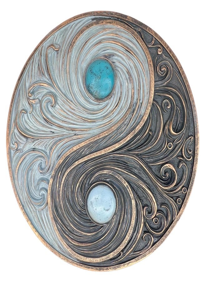 Top Brass Yin and Yang Swirling Waves Wall Sculpture - Spiritual Cosmic Duality Symbol - The Philosophy of Balance Art Décor - Feng Shui Opposite But Interconnected - Image 1