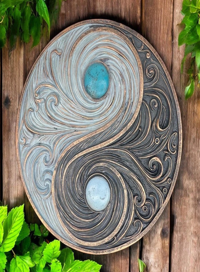 Top Brass Yin and Yang Swirling Waves Wall Sculpture - Spiritual Cosmic Duality Symbol - The Philosophy of Balance Art Décor - Feng Shui Opposite But Interconnected - Image 3