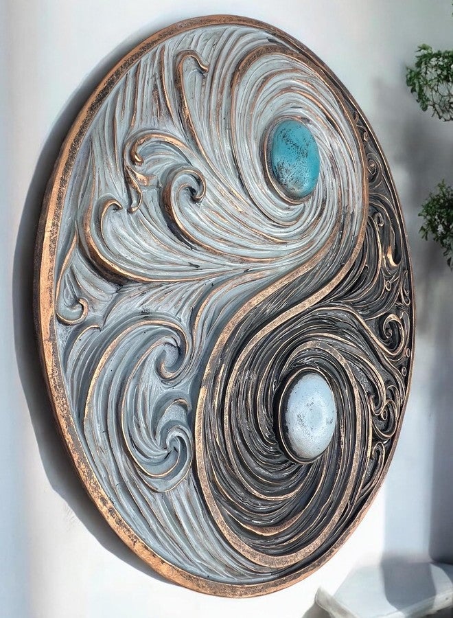 Top Brass Yin and Yang Swirling Waves Wall Sculpture - Spiritual Cosmic Duality Symbol - The Philosophy of Balance Art Décor - Feng Shui Opposite But Interconnected - Image 5