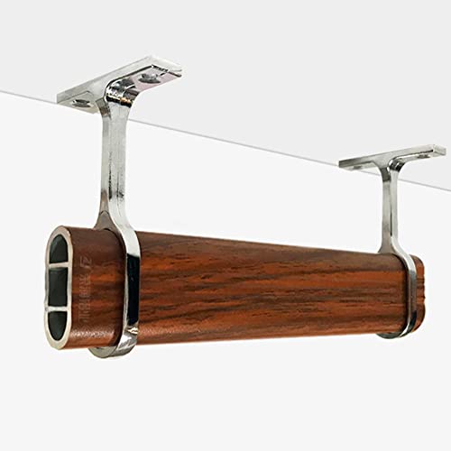 Lokatall Closet Rod Support, 8Pcs Clothes Pole Rack Solid Zinc Alloy Adjustable Oval Wardrobe Rail Rod Top Bracket Ceiling Curtain Pole Brackets for Clothe Rail Cabinet Wardrobe Curtain - Image 5