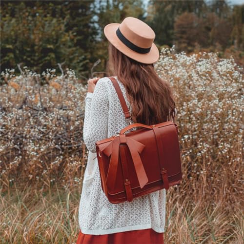 ECOSUSI Briefcase for Women Messenger Backpack PU Leather 14 inch Laptop Bag Satchel Computer Bag for College Business Travel - Image 2